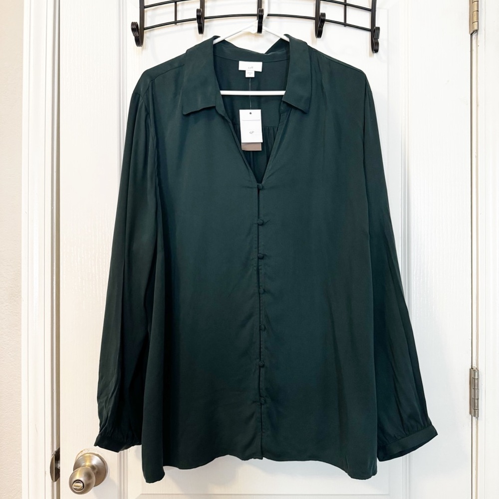 J. Jill Women’s Evergreen Long Sleeve Button Front Tunic Top NWT Size 3XL - Picture 2 of 10